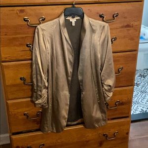 Cache Champagne Satin 3/4 touches sleeve blazer XS
